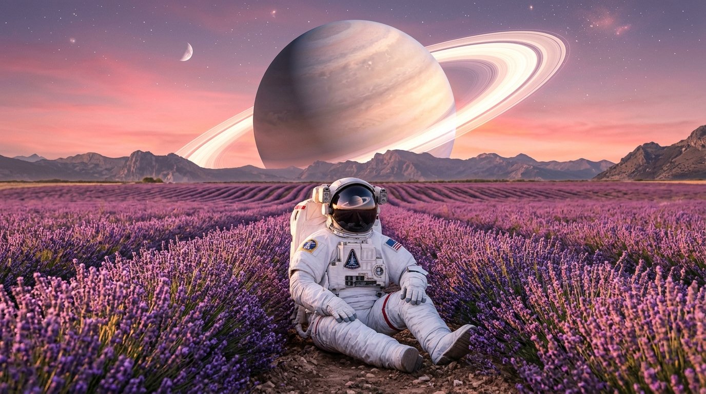 Sci-Fi Astronaut in Lavender Field