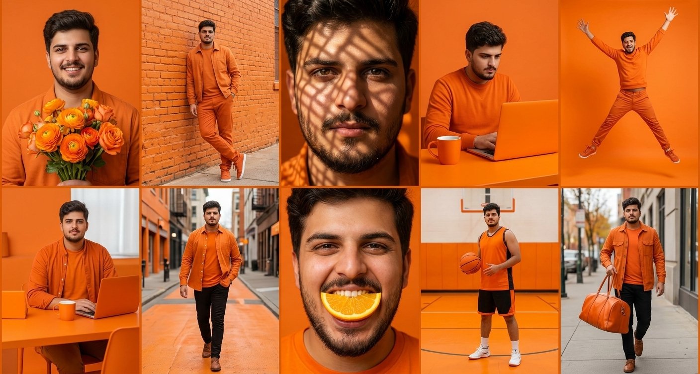 Vibrant Orange: A 9-Panel Visual Story
